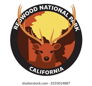 Redwood NATIONAL PARK California Vector Logo Elk Deer