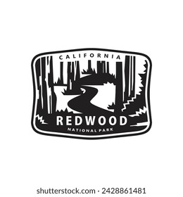 Redwood National Park Logo Vektor-Design, Silhouette Icon Wald Symbol Illustration Design