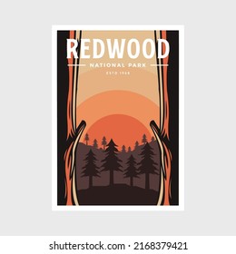 Redwood National Park poster vector illustration design