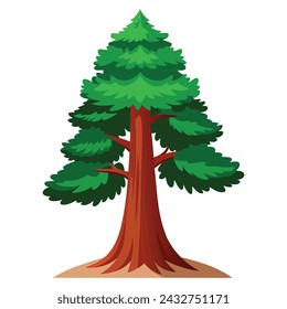 Redwood tree Isolated flat vector illustration