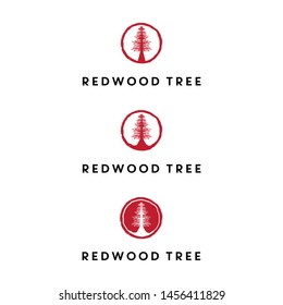 Redwood Tree Logo Design Vector Icon Illustration Inspiration