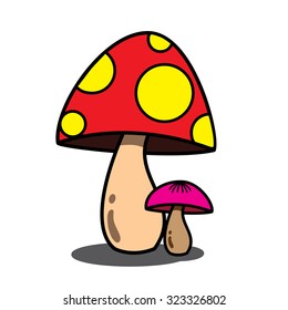 Red-yellow and fresh pink mushroom