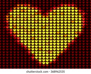 Red-yellow pixelated Valentine's background 