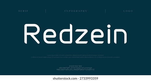 Redzein, fuente abstracta digital creativa del alfabeto moderno. Tipografía Fuentes de estilo urbano para tecnología, digital, diseño de logotipos de películas. Ilustración vectorial
