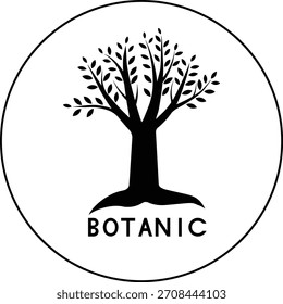 Ilustración vectorial De Silueta Libre Sobre Fondo Blanco. Diseño de icono de árbol