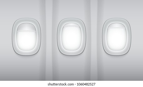 Reealistic Light Gray Plane Windows. EPS10 Vector