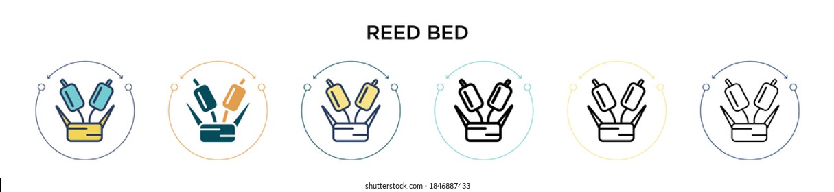 Reed bed icon in filled, thin line, outline and stroke style. Vector illustration of two colored and black reed bed vector icons designs can be used for mobile, ui, web
