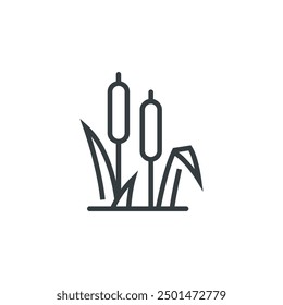 Reed bullrush plant icon, vector illustration