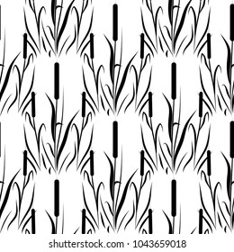 Reed, cattail. Background, wallpaper, seamless. Silhouette