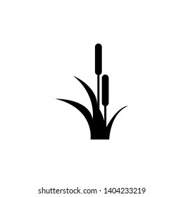 Reed, Cattail, Cane. Flat Vector Icon illustration. Simple black symbol on white background. Reed, Cattail, Cane sign design template for web and mobile UI element