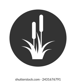 Reed, Cattail, Cane. Flat Vector Icon illustration. Simple black symbol on white background. Reed, Cattail, Cane sign design template for web and mobile