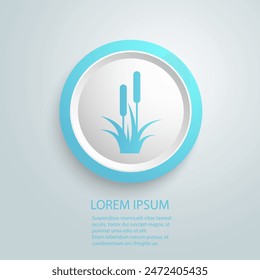 Reed, Cattail, Cane. Flat Vector Blue Icon illustration. Simple black symbol on white background. Reed, Cattail, Cane sign design template for web and mobile