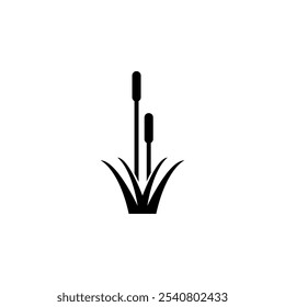 Reed, Cattail, Cane Solid Flat Vector Icon Isolated on White Background.