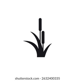 Ícone de vetor plano sólido de cana, Reed, Cattail e Cane isolado no fundo branco.