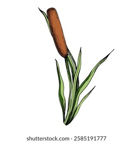 Reed of color vector drawings isolated on a white background.