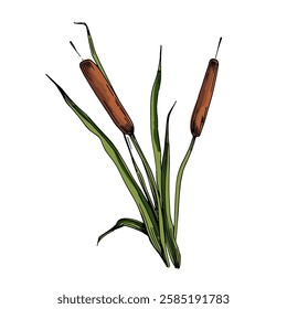 Reed of color vector drawings isolated on a white background.