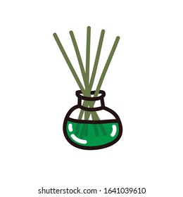 reed diffuser with essential oils doodle icon, vector illustration