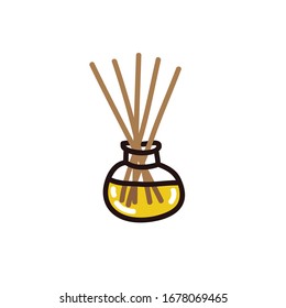 reed diffuser with essential oils doodle icon, vector illustration