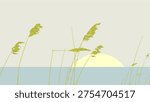 Reed foreground. Detailed editable silhouette of a reed-bed