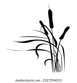 Reed grass is green, a marsh plant.
Japanese traditional ink painting
 Oriental style sumi e, u shun, go hua,
SSTK abstract,
vector illustration.