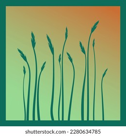 Reed green grass illustration. Leisure, rural holiday vacation elements. Natural, healthy lifestyle, ecology and botany summer plant symbol. Organic style.