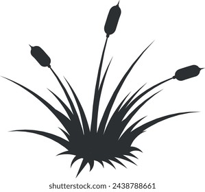 Reed icon. Growing swamp plant black silhouette