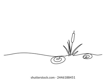 Reed or marsh hornwort. One line drawing vector illustration.