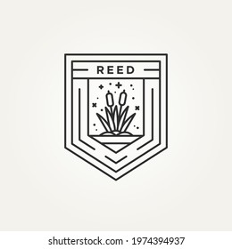 reed minimalist line art badge logo vector illustration design. simple modern reed, river plant, creek emblem logo concept