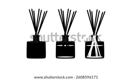 Reed Oil Fragrance Diffuser, Black Isolated Silhouette