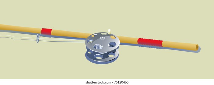 Reed on rod. Retro fishing tackles.