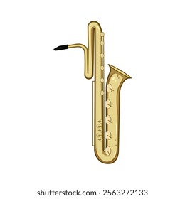 reed saxophone cartoon. brass woodwind, keys mouthpiece, embouchure improvisation reed saxophone sign. isolated symbol vector illustration