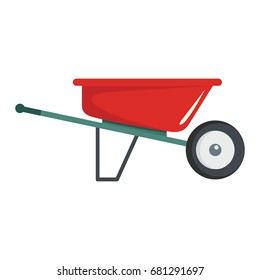 Reed wheelbarrow flat cartoon icon.   svg