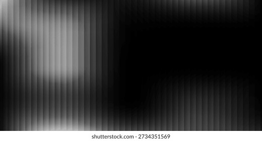 Reeded glass with black and white gradient. Ribbed glass background with refraction effect. Abstract vector background