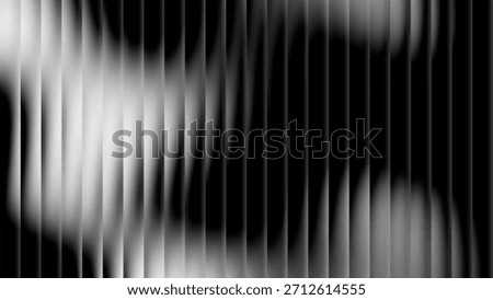 Reeded glass with black and white gradient. Ribbed glass background with refraction effect. Abstract vector background