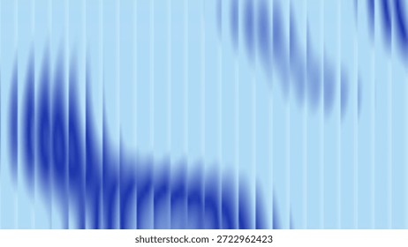 Reeded glass with blue gradient. Ribbed glass background with refraction effect. Abstract vector background