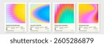 Reeded glass and color gradient for trendy Y2K design posters. Vector modern color gradient background with fractal glass displacement effect of 3D reeded or ribbed glass morphism texture