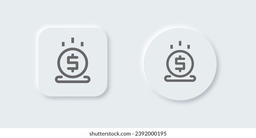 Reedem line icon in neomorphic design style. Reward signs vector illustration.