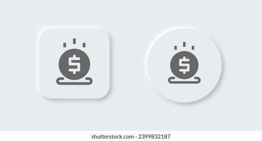 Reedem solid icon in neomorphic design style. Reward signs vector illustration.