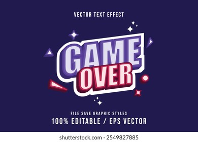 Re-editable game over text effects, suitable for poster templates etc. premium vector text effects.