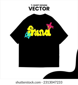 re-editable graffiti-style t-shirt design, isolated on a white background and mounted on a black t-shirt mockup