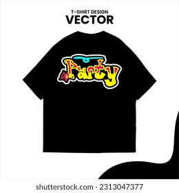 re-editable graffiti-style t-shirt design, isolated on a white background and mounted on a black t-shirt mockup