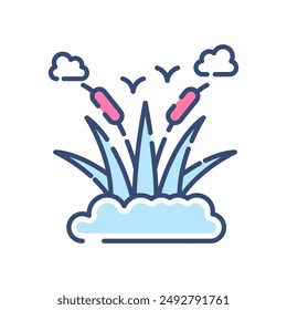 Reeds Filled Color Icon, Vector illustration