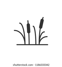 Reeds grass icon in flat style. Bulrush swamp vector illustration on white isolated background. Reed leaf business concept.
