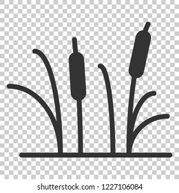 Reeds grass icon in flat style. Bulrush swamp vector illustration on isolated background. Reed leaf business concept.