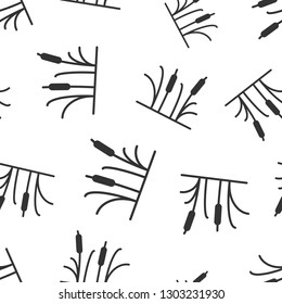 Reeds grass icon seamless pattern background. Bulrush swamp vector illustration. Reed leaf symbol pattern.