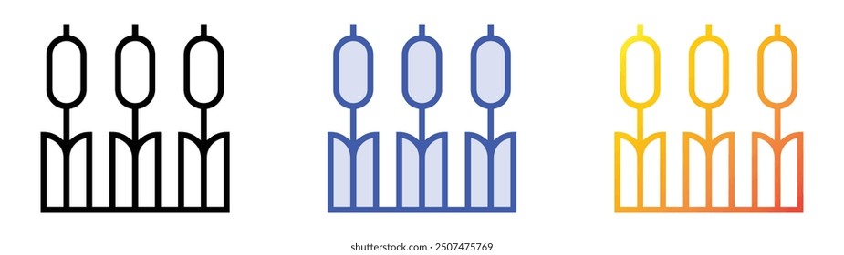 reeds icon. Linear, Blue Fill and Gradient Style Design Isolated On White Background