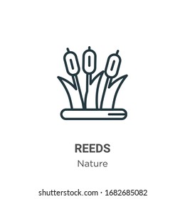 Reeds outline vector icon. Thin line black reeds icon, flat vector simple element illustration from editable nature concept isolated stroke on white background