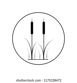 Reeds plant outline icon in circle, logo on white background