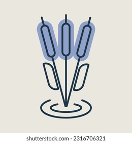 Reeds plant vector icon. Nature sign. Graph symbol for travel and tourism web site and apps design, logo, app, UI