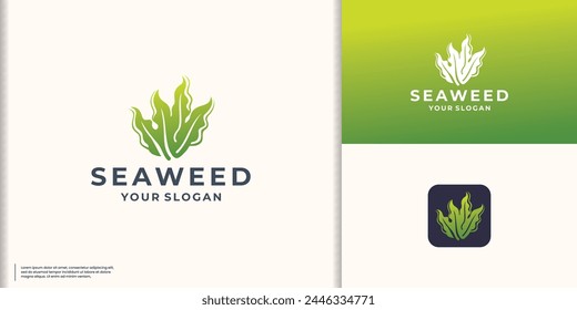 Reef Crag Coral logo vector design. inspiration seaweed logo and gradient color branding.